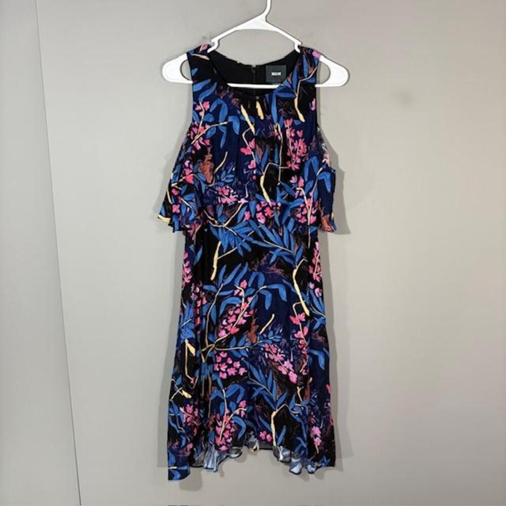 Maeve Dress Womens 4 Multicolor Floral Cold Shoulder Ruffle Midi Fit Flare Party
